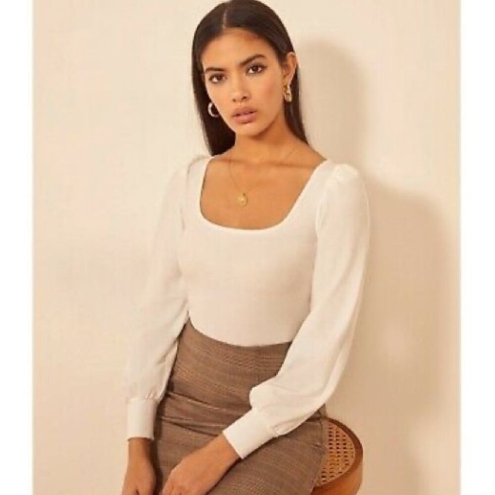NWOT Reformation Jeans Ribbed Vita Top in White XS - Picture 2 of 9
